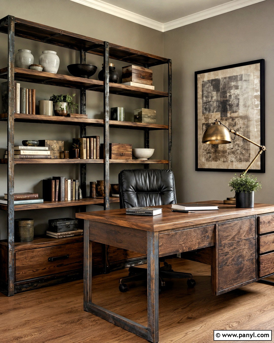 Patina Metal Home Office Shelving - 20 patina metal ideas