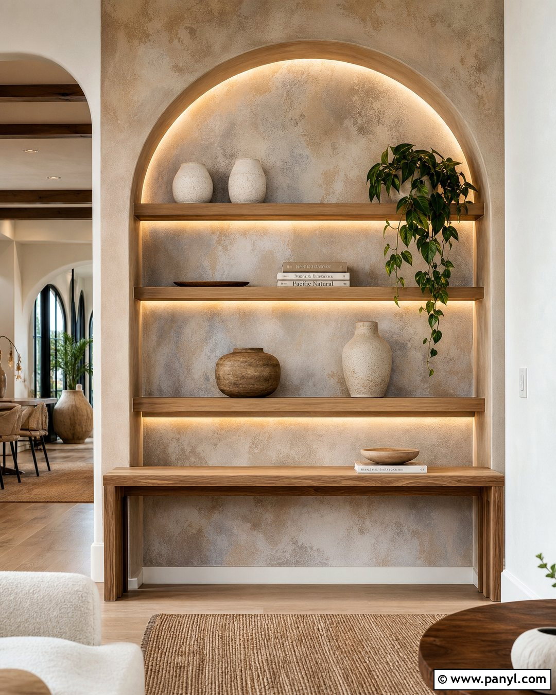 Patina Wall With Arched Niche - 35 patina wall ideas