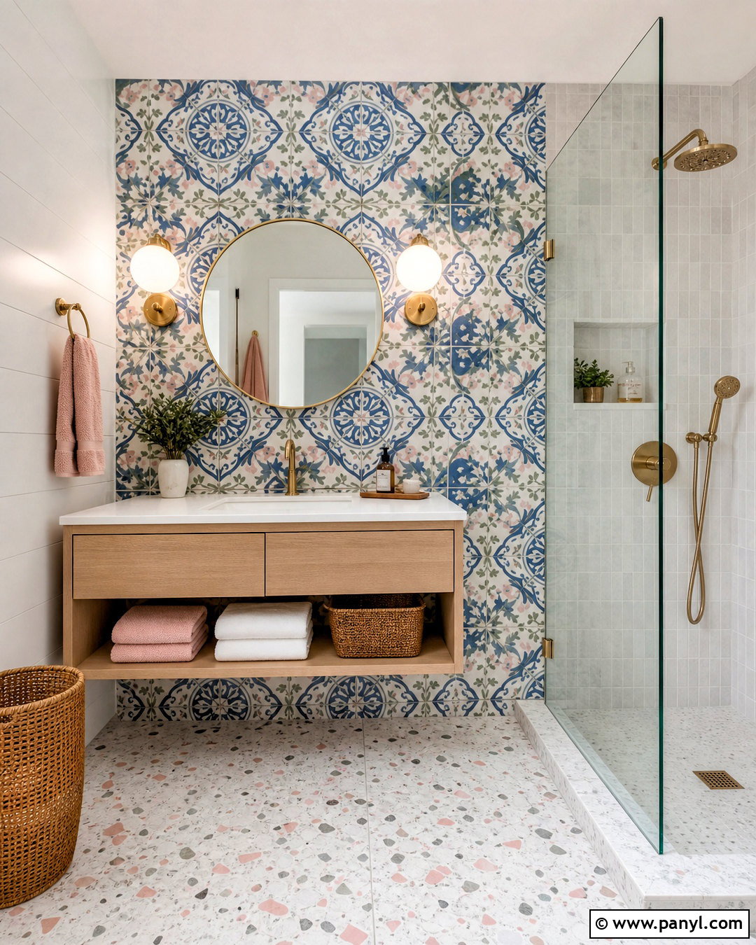 Patterned Tile Accent Wall - 20 fun accent wall ideas