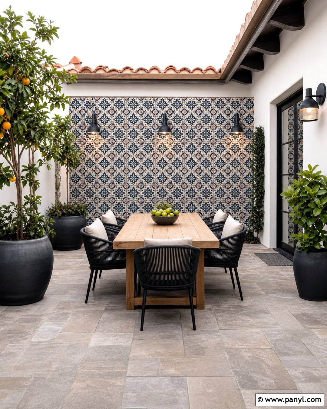 Patterned Tile Outdoor Accent Wall - 35 Outdoor Accent Wall Ideas