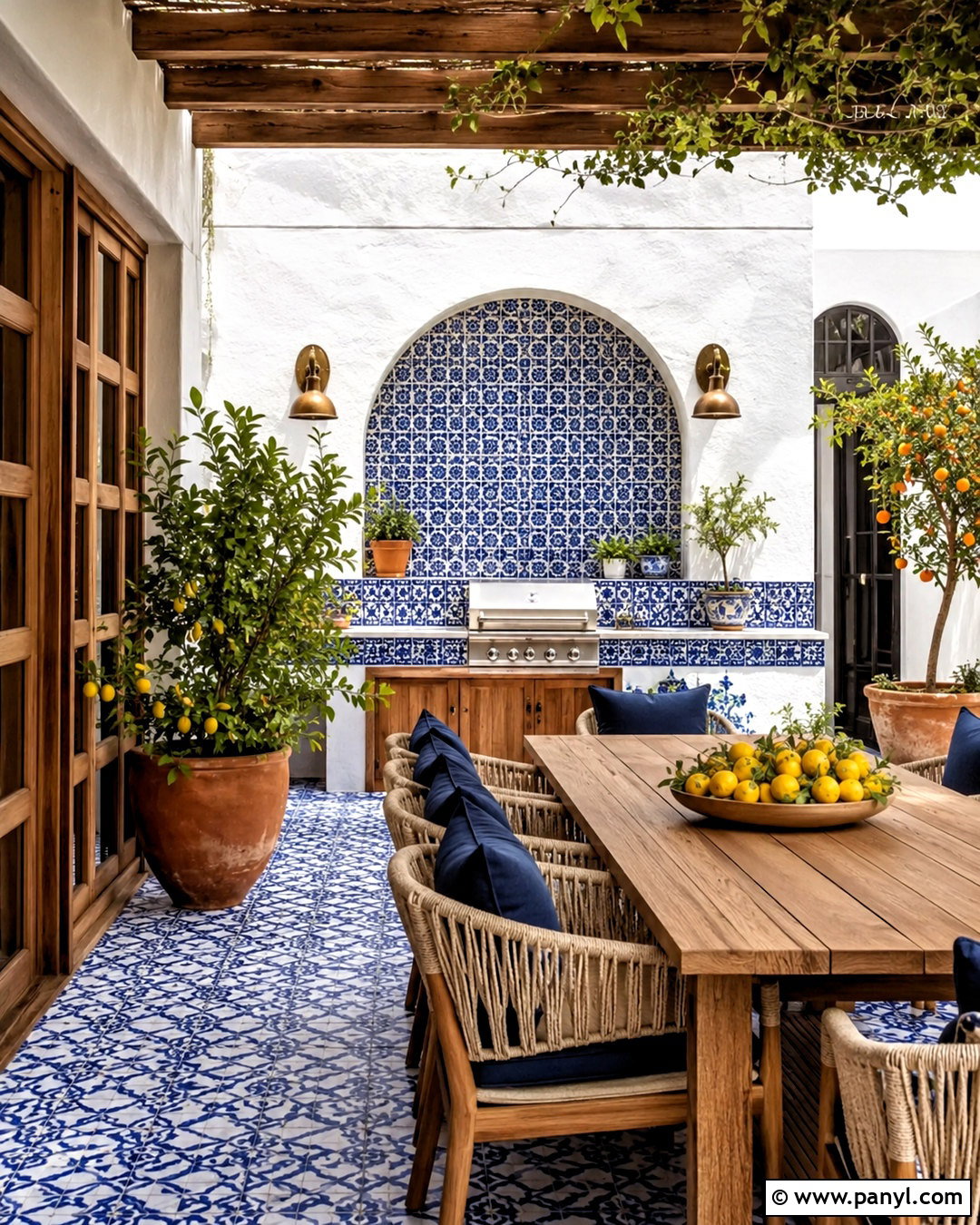 Patterned Tile Patio Wall - 20 outdoor patio wall ideas