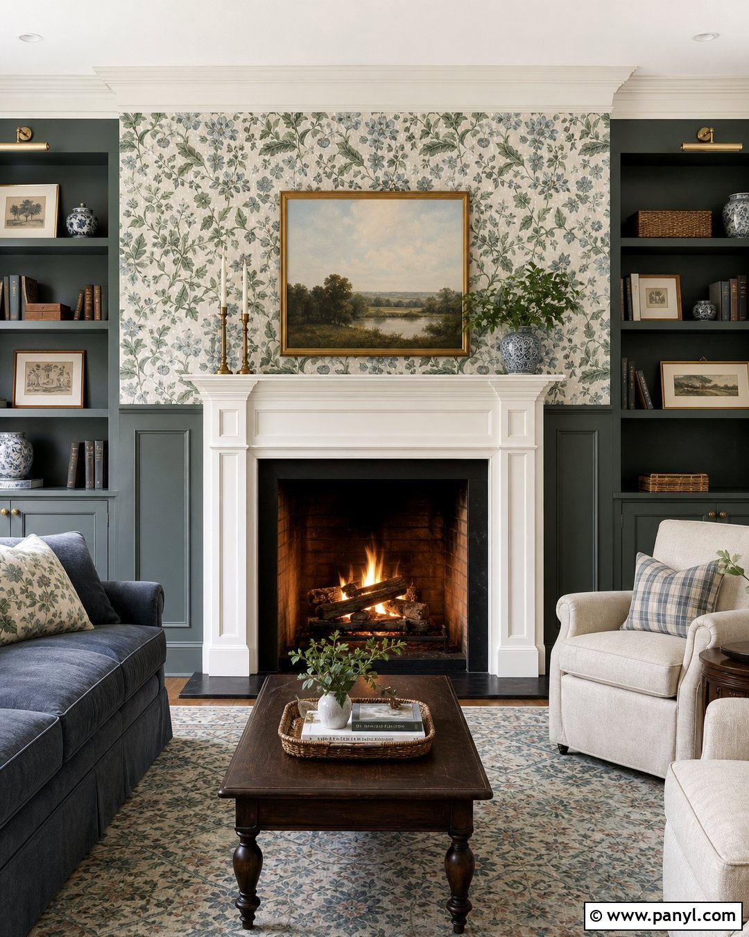 Patterned Wallpaper Above Fireplace - 25 Accent Wall Above Fireplace Ideas