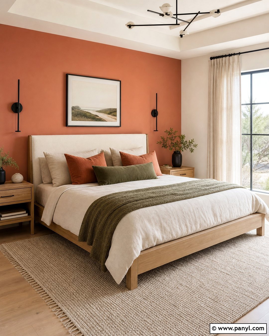 Peach Accent Wall Behind The Bed - 25 Peach Painted Walls