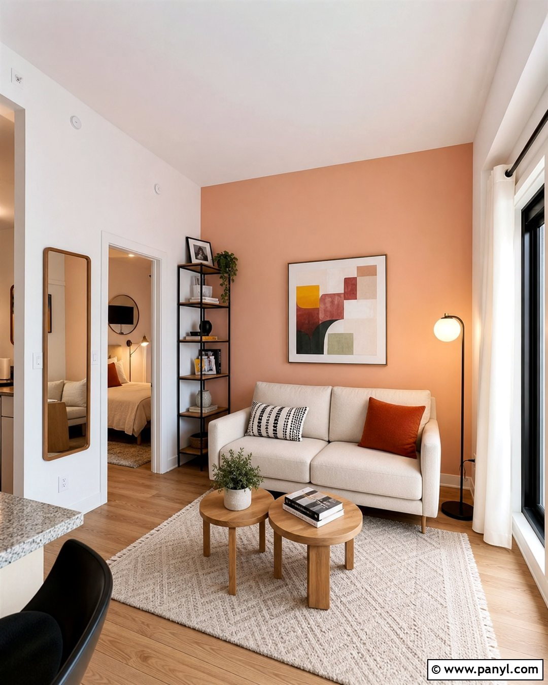Peach Accent Wall In A Small Apartment - 25 Peachy Wall Color Ideas