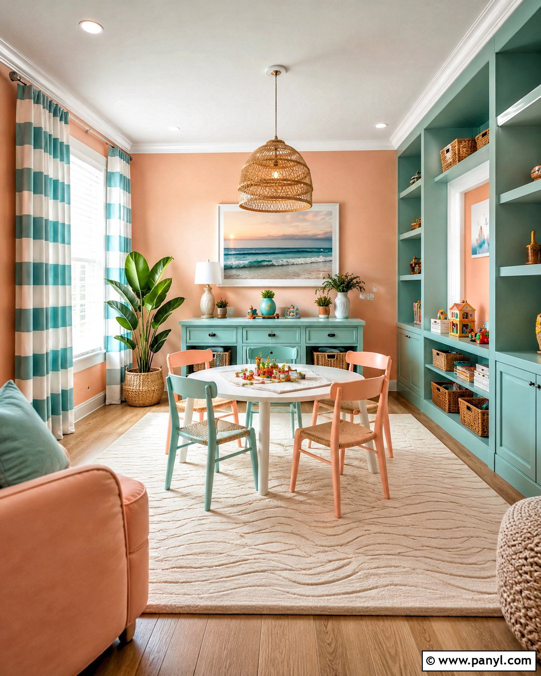 Peach And Aqua Playroom - 20 playroom color scheme ideas