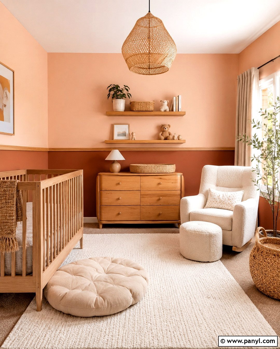 Peach And Caramel Nursery - 20 Rooms With Two Color Walls