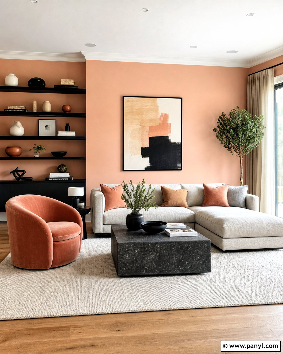 Peach And Charcoal Living Room - 20 peach interior design ideas