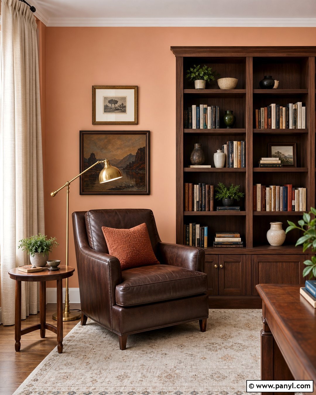 Peach And Chocolate Reading Room Walls - 25 Peachy Wall Color Ideas