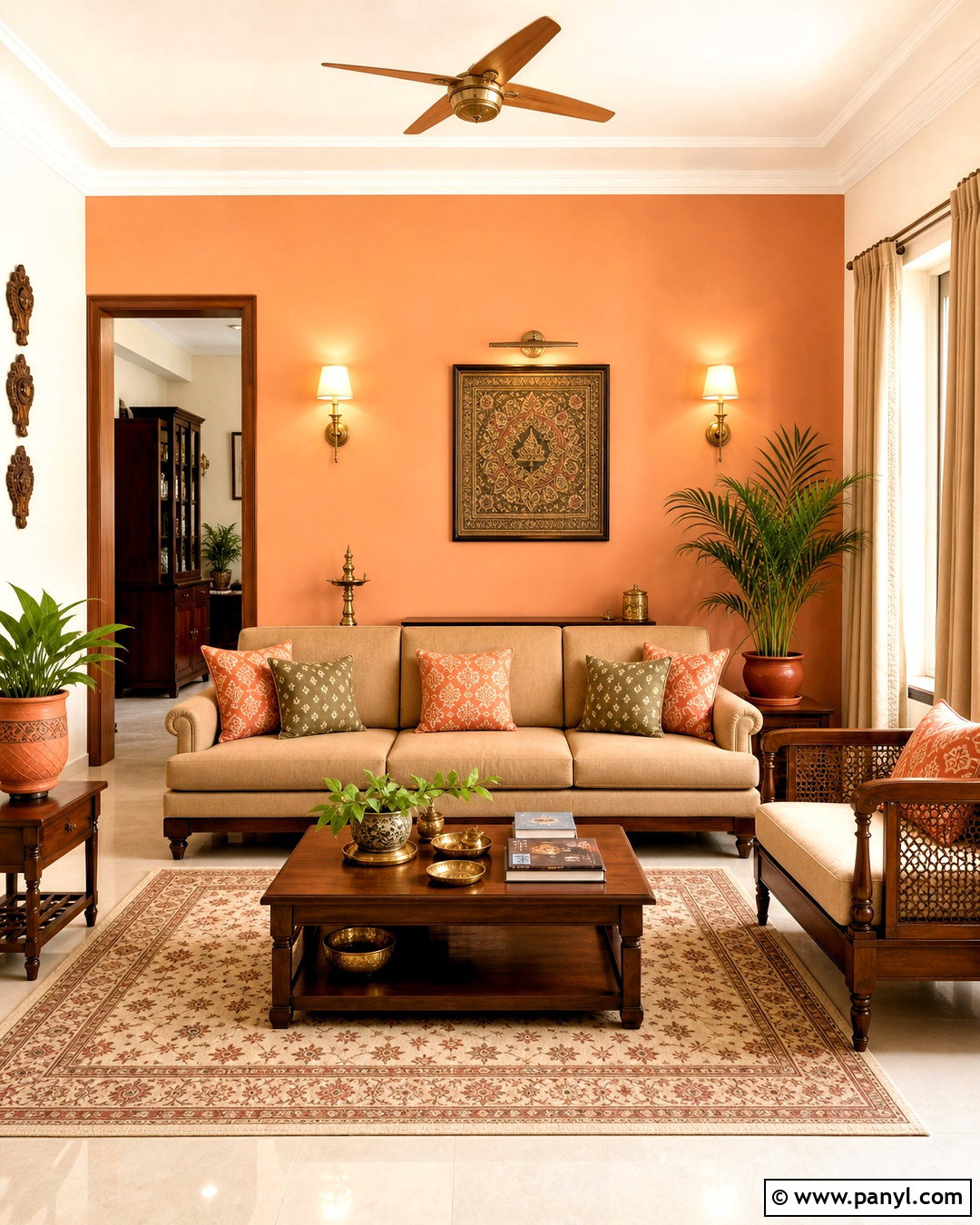 Peach And Classic Cream Hall Paint - 20 hall colour paint living rooms indian ideas