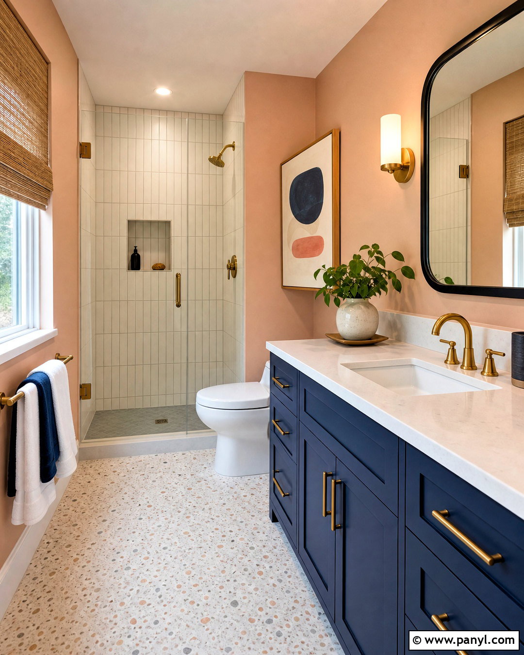 Peach And Deep Blue Bathroom - 20 interior room color combination ideas