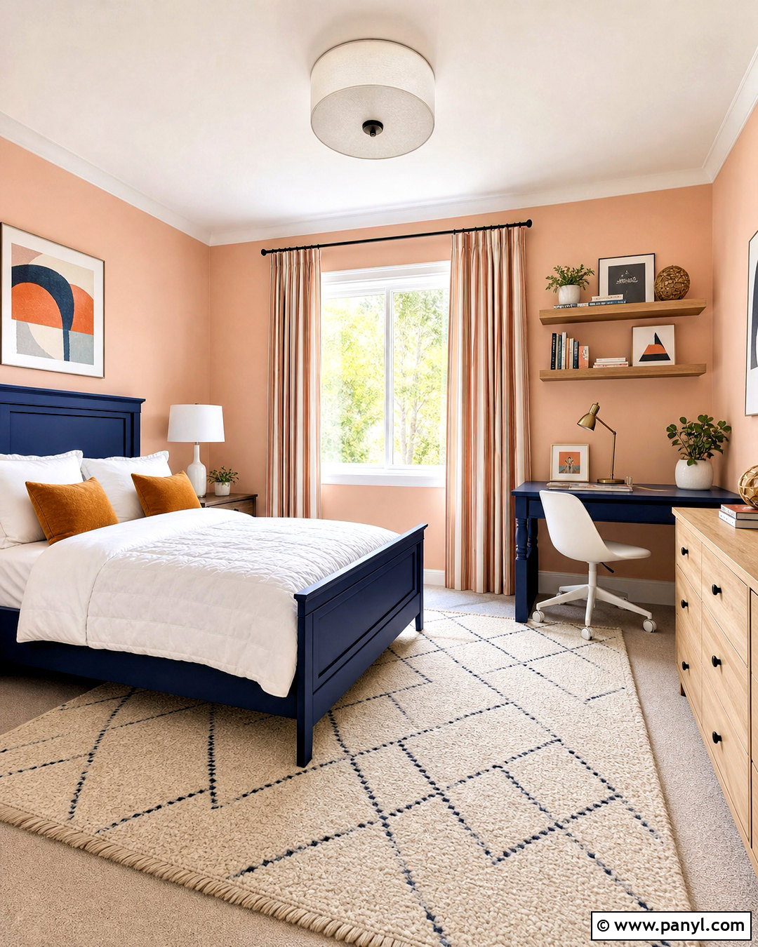 Peach And Deep Blue Kids Room - 20 kids room color schemes