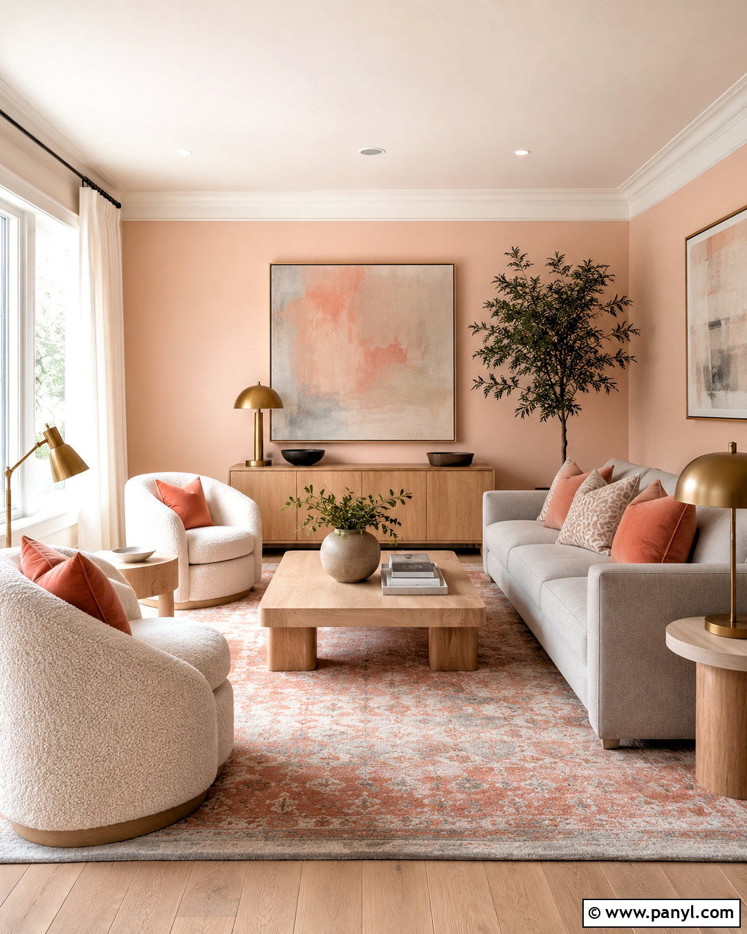 Peach And Dove Gray Drawing Room - 20 drawing room colour combinations
