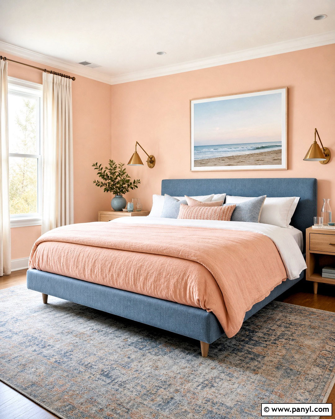 Peach And Dusty Blue Bedroom - 20 peach interior design ideas