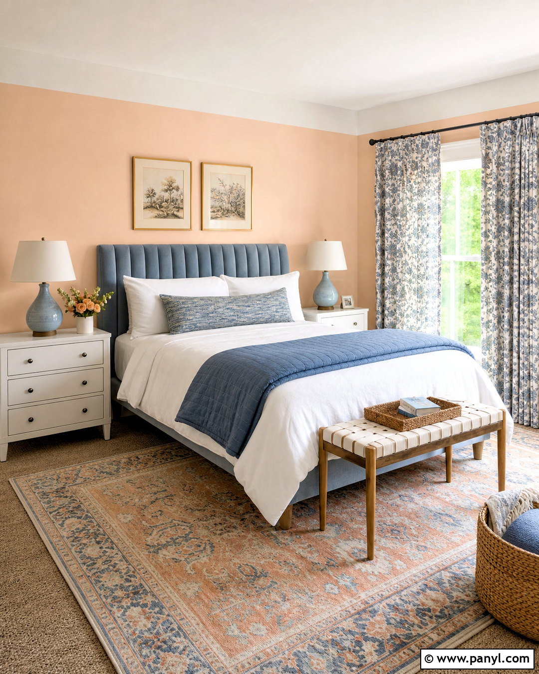 Peach And Dusty Blue Guest Room - 20 peach room ideas