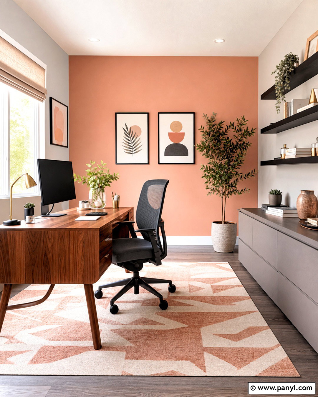 Peach And Gray Home Office - 20 peach room ideas