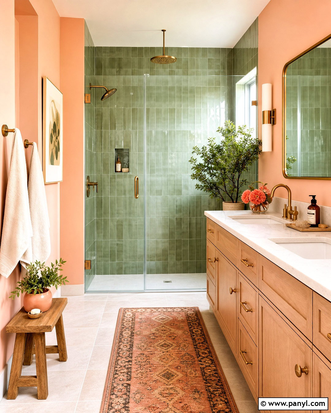 Peach And Green Bathroom - 20 peach colored rooms