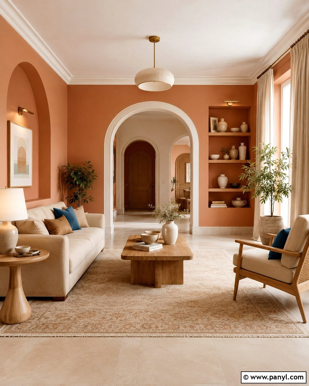 Peach And Ivory Hall Walls - 20 Colour Combinations For Hall Wall Ideas
