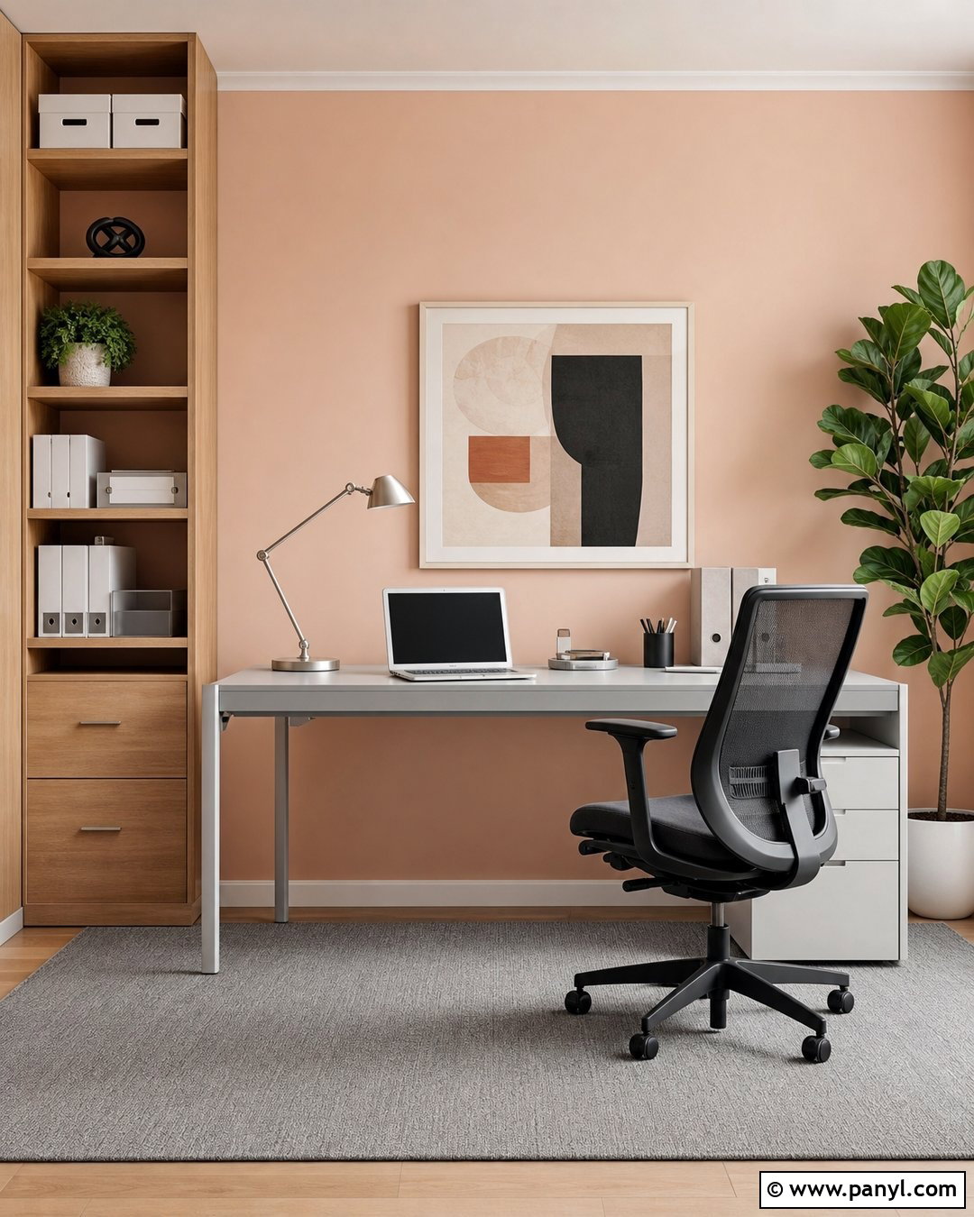 Peach And Light Gray Home Office Walls - 25 Peachy Wall Color Ideas
