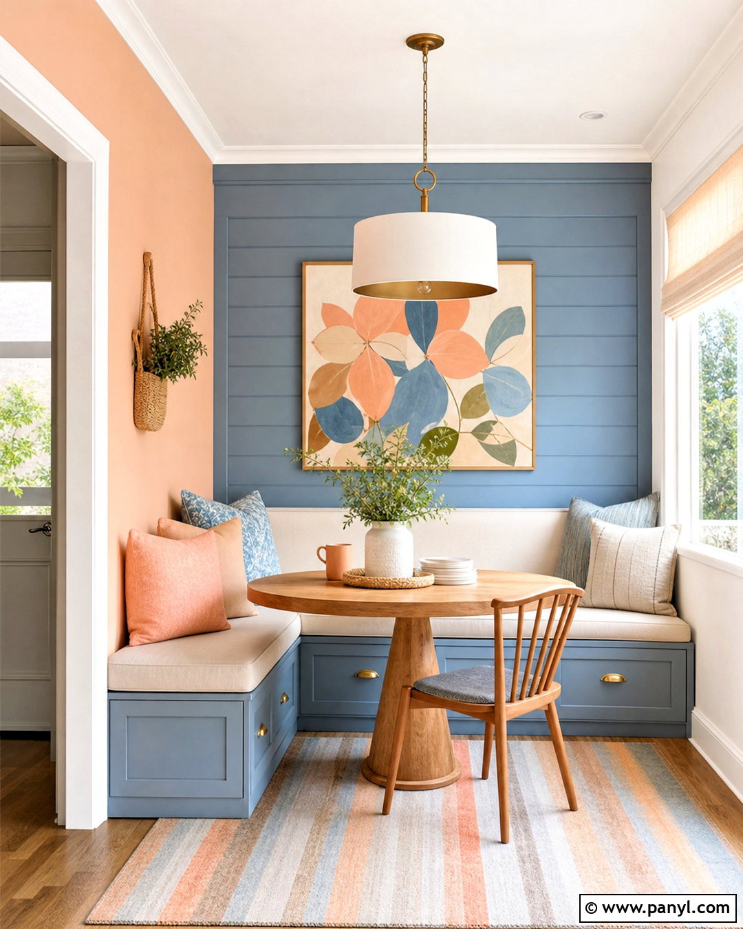 Peach And Muted Blue Wall Combination - 20 wall painting colour combination ideas