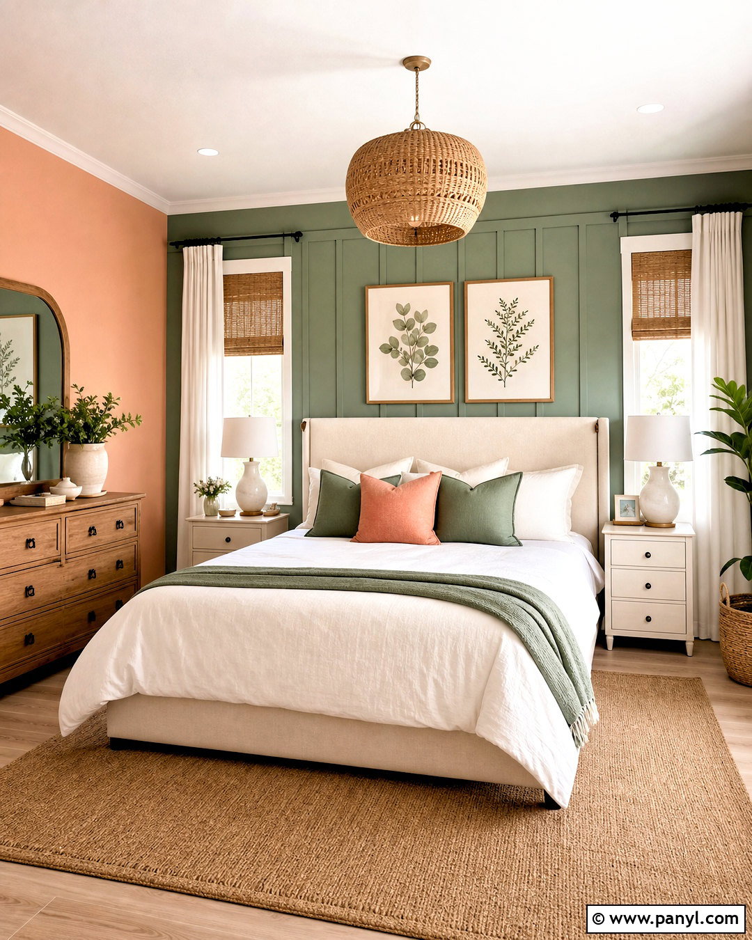 Peach And Muted Green Bedroom Walls - 20 bedroom wall colour combination ideas