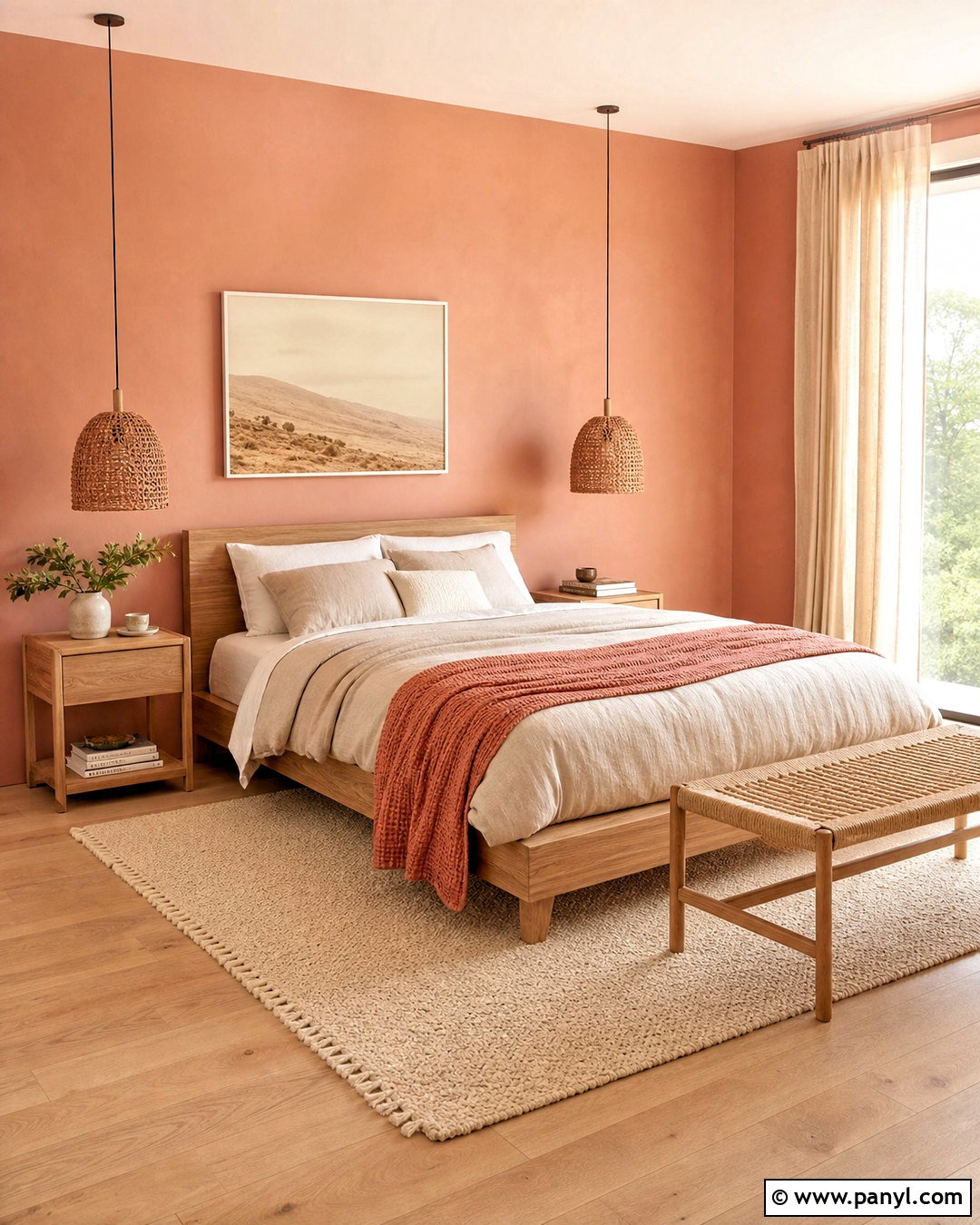 Peach And Natural Wood Bedroom - 20 peach color bedroom ideas