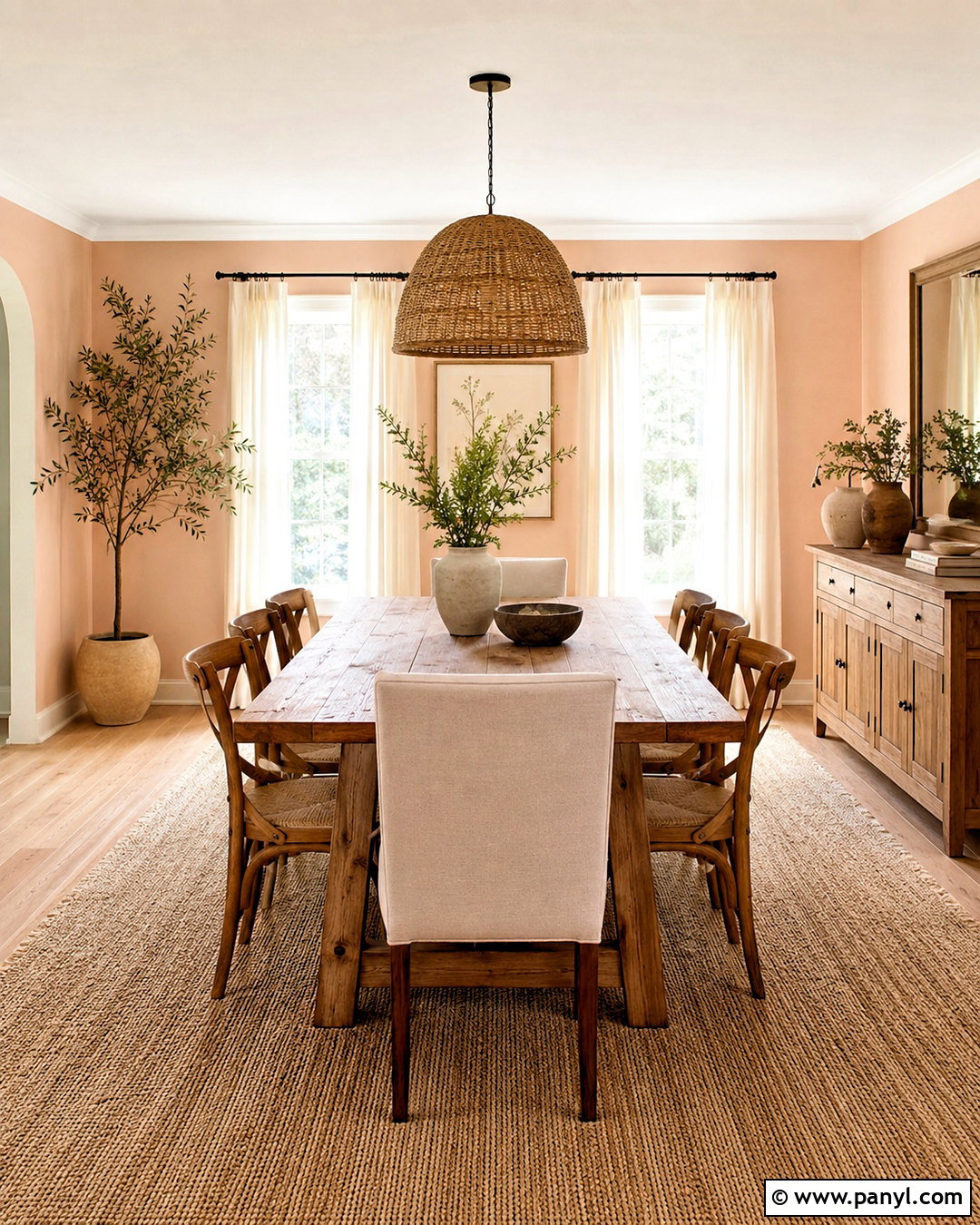 Peach And Natural Wood Dining Room - 20 peach dining room ideas