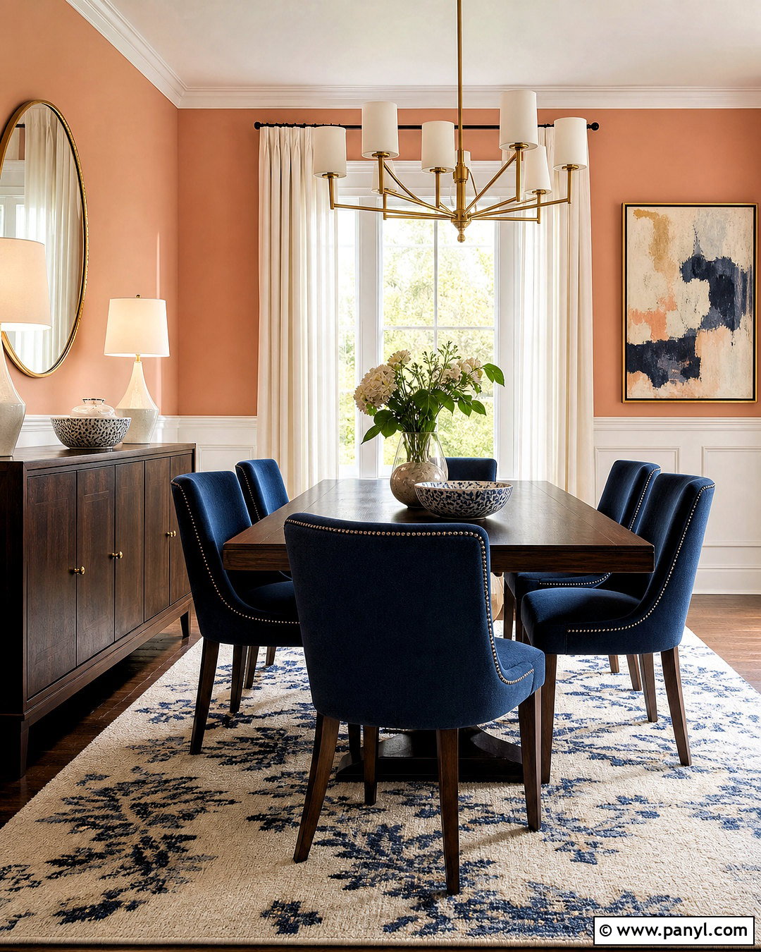 Peach And Navy Dining Room - 20 peach room ideas