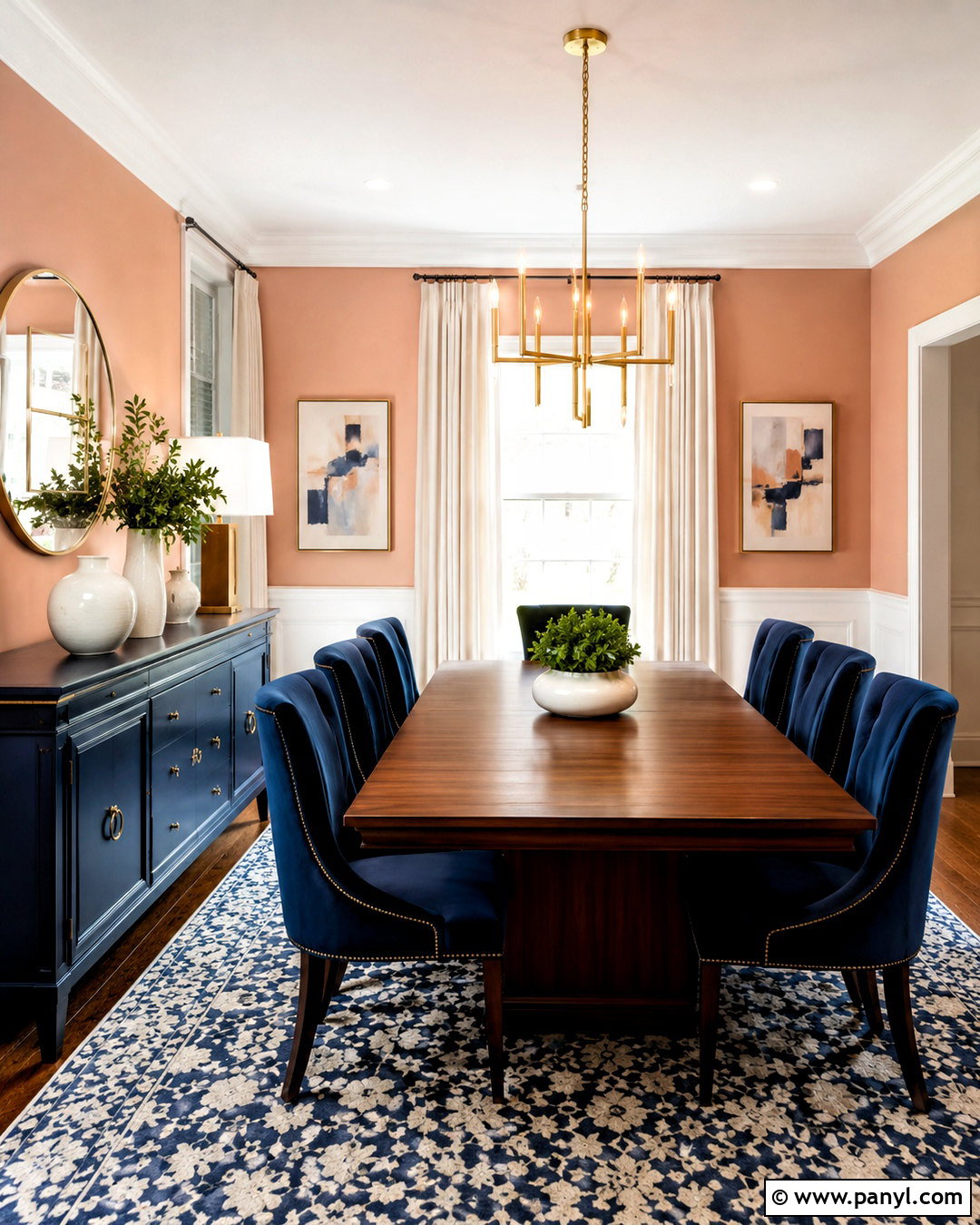 Peach And Navy Dining Room - 20 peach dining room ideas