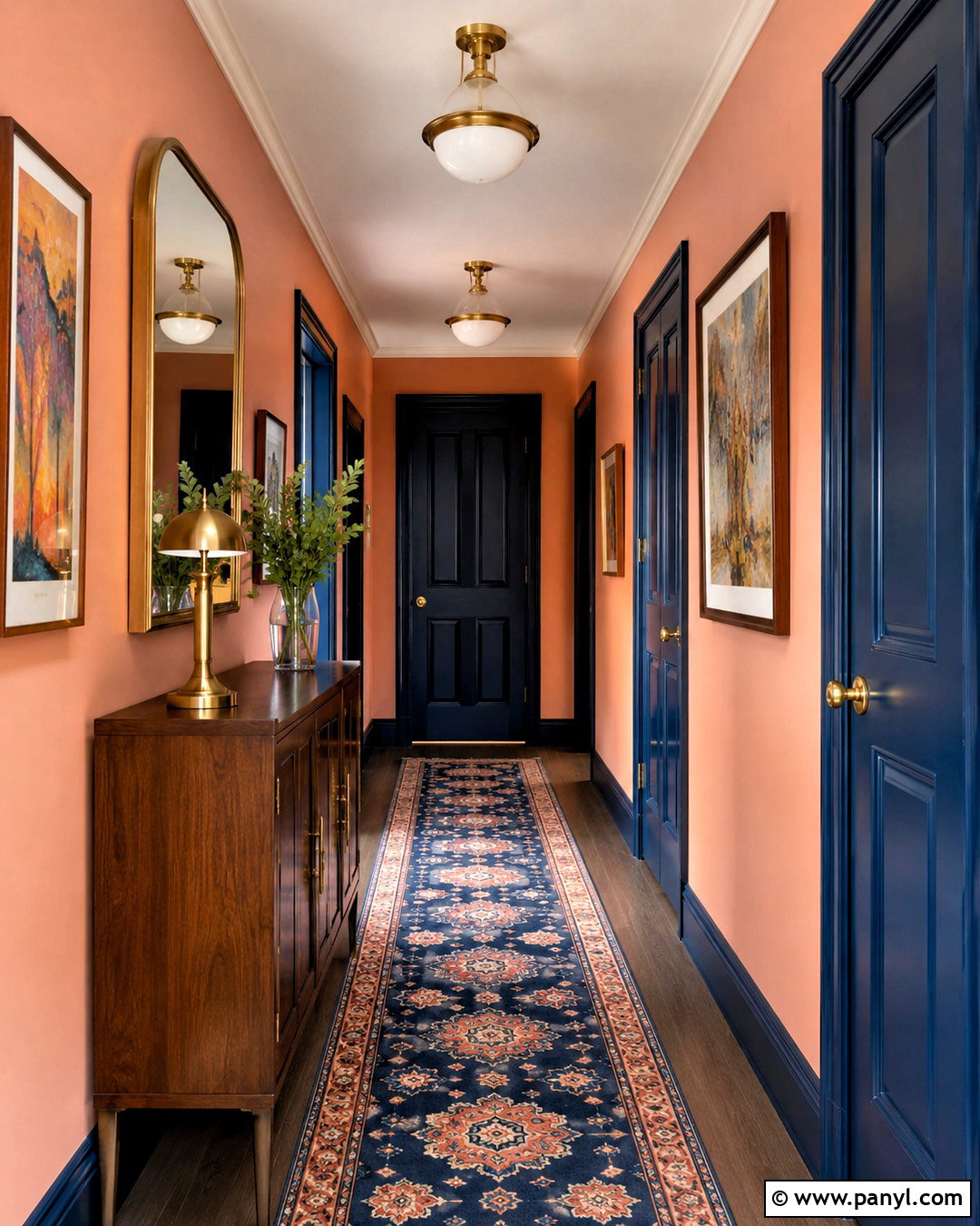 Peach And Navy Hallway - 20 peach hallway ideas