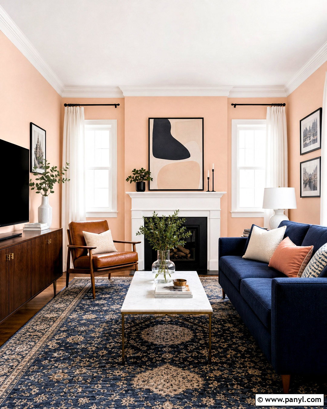 Peach And Navy Living Room - 20 peach interior design ideas