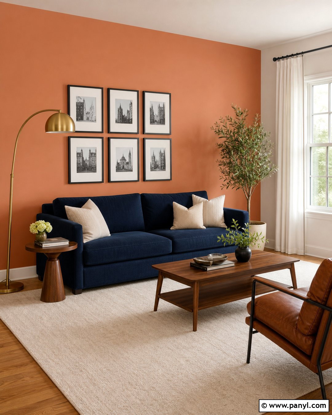 Peach And Navy Living Room Accent Wall - 30 Peach Accent Wall Ideas
