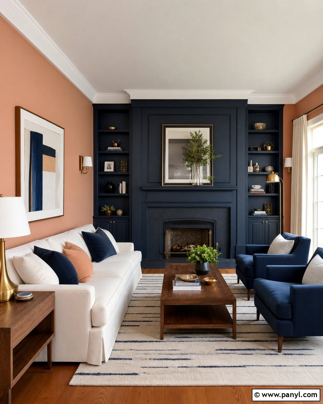 Peach And Navy Living Room Walls - 25 Peachy Wall Color Ideas