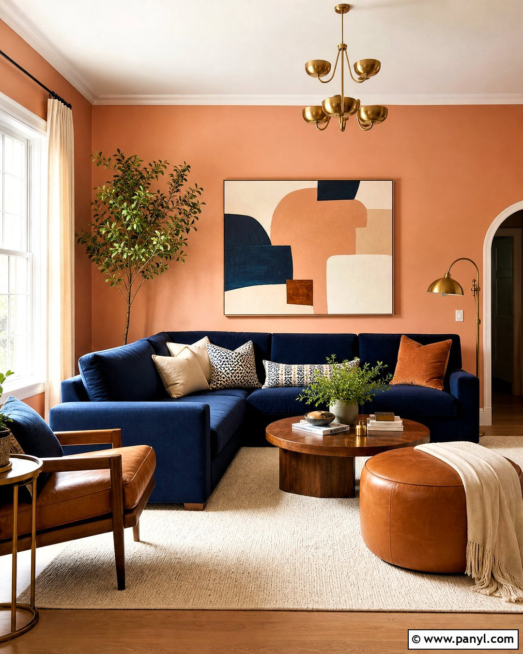 Peach And Navy Living Room - 20 peach colored rooms