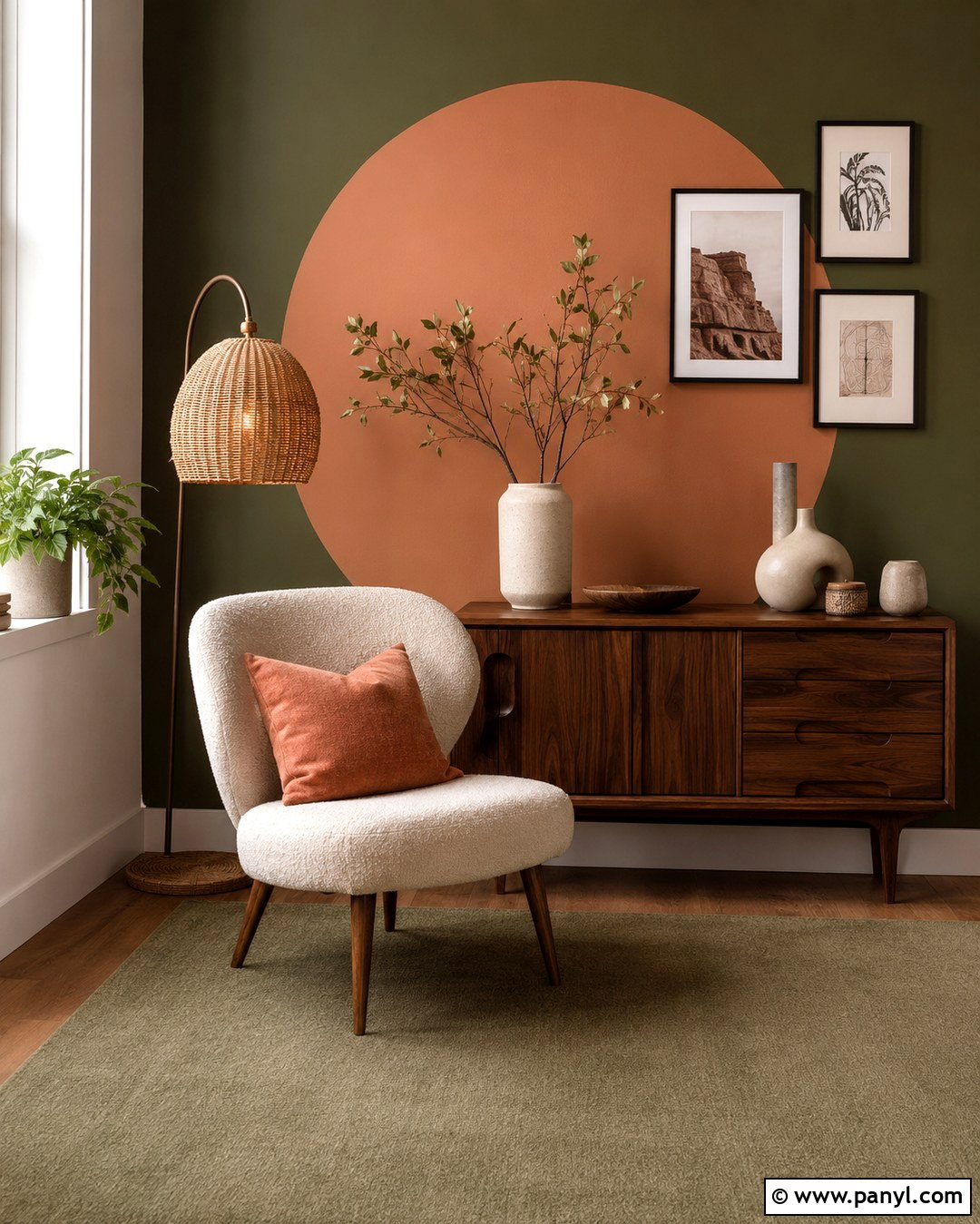Peach And Olive Accent Wall - 20 Two Color Accent Wall Ideas