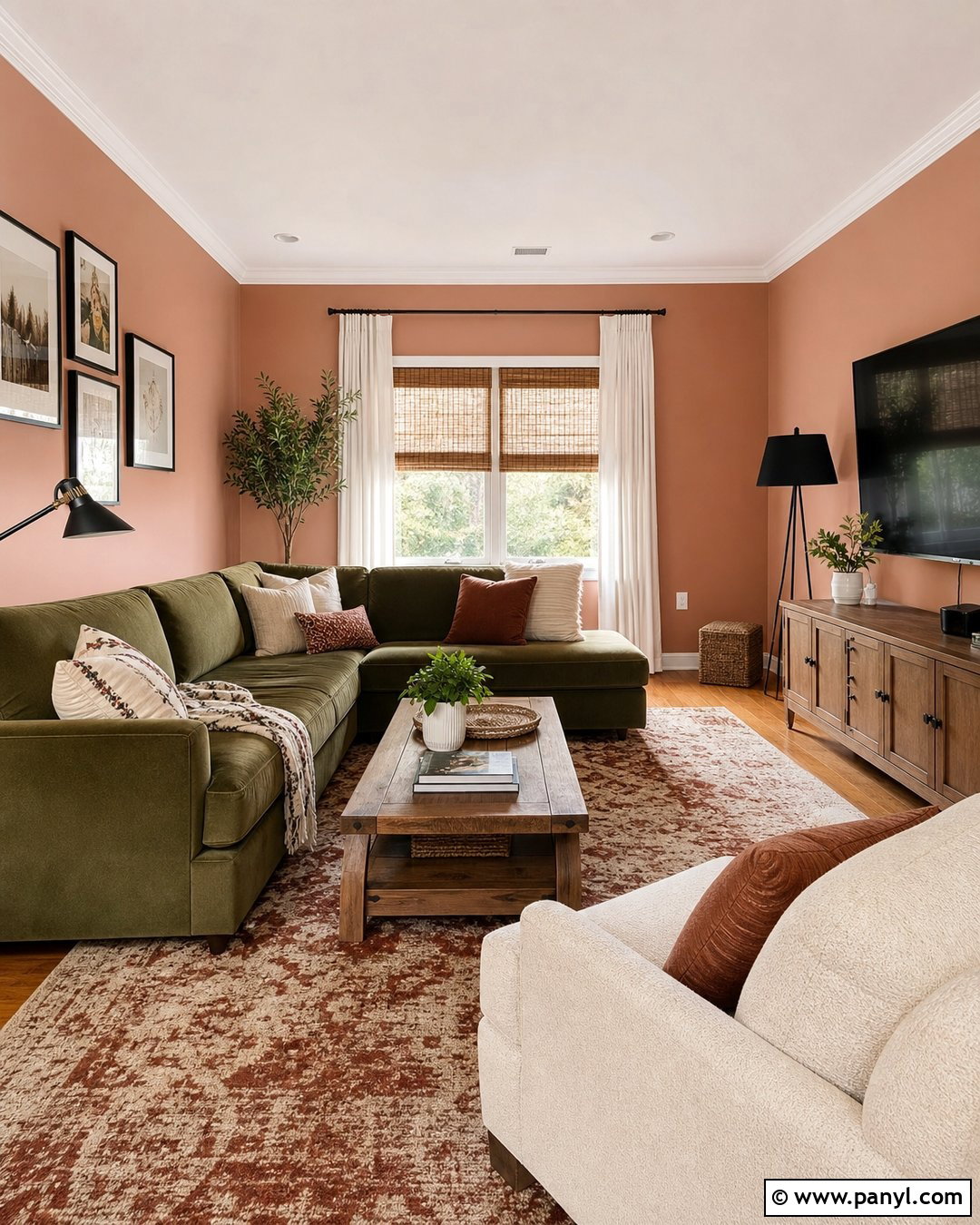 Peach And Olive Family Room Walls - 25 Peachy Wall Color Ideas