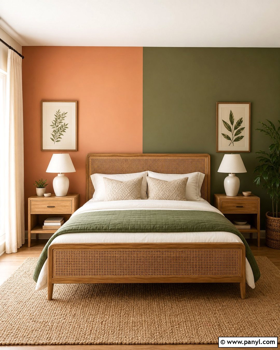 Peach And Olive Two Tone Wall - 35 2 Tone Wall Paint Ideas