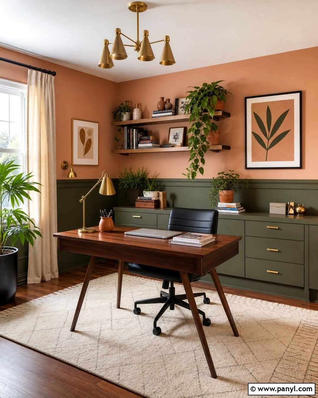Peach And Olive Two Tone Walls - 45 two tone walls