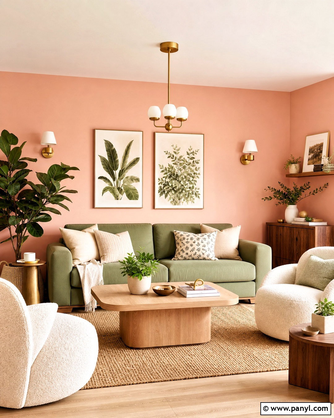 Peach And Sage Green Living Room - 20 peach wall color ideas