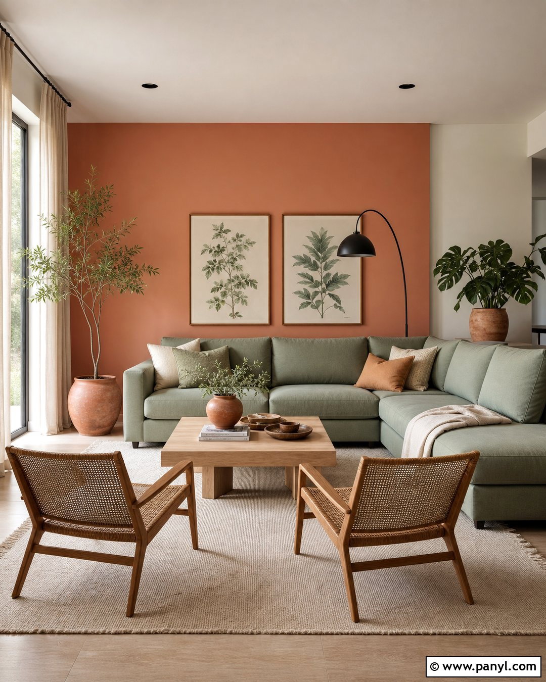 Peach And Sage Green Living Room Accent Wall - 30 Peach Accent Wall Ideas