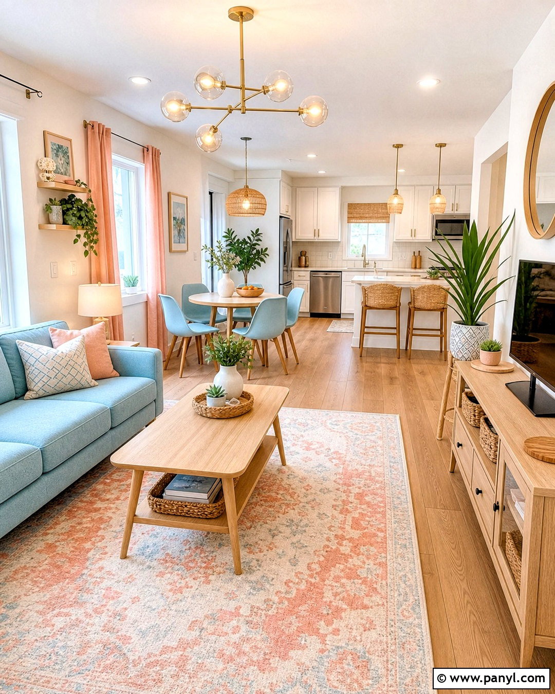 Peach And Sky Blue Apartment Color Scheme - 20 apartment color schemes