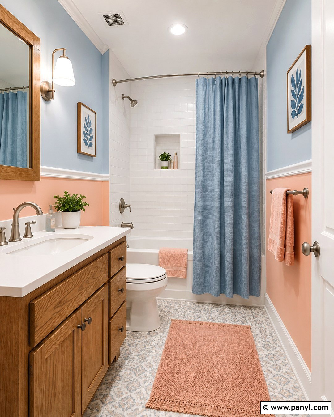 Peach And Sky Blue Bathroom Walls - 20 Colorful Bathroom Walls