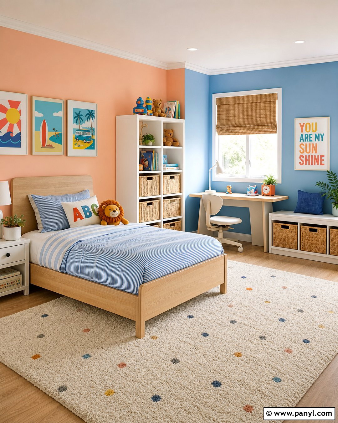 Peach And Sky Blue Kids Room Walls - 25 Peachy Wall Color Ideas