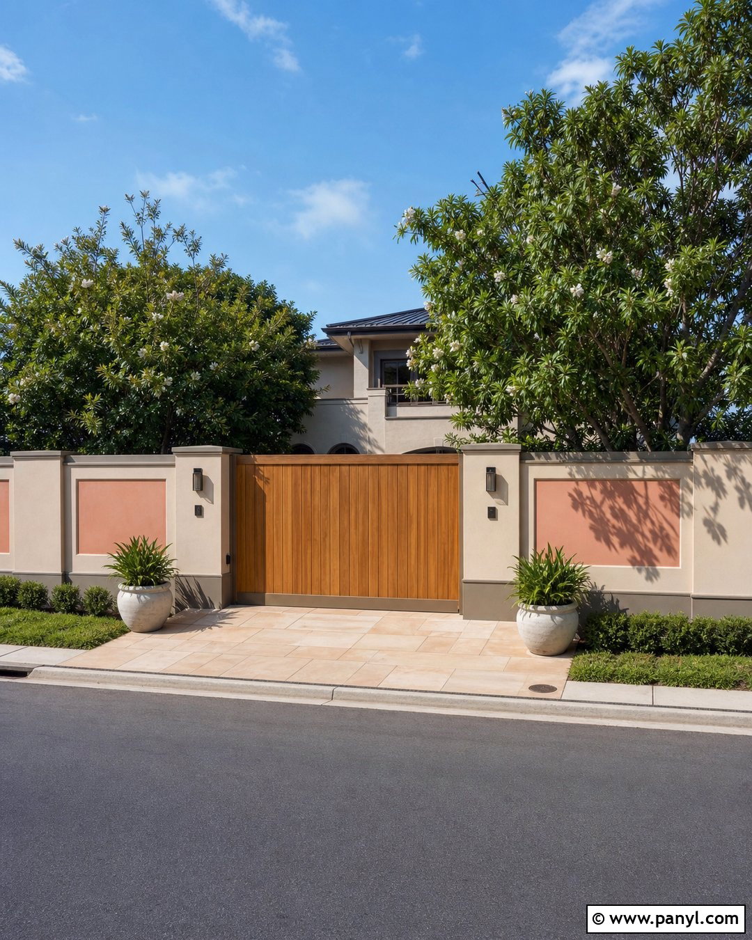 Peach And Soft Beige Compound Wall - 30 compound wall colour combinations