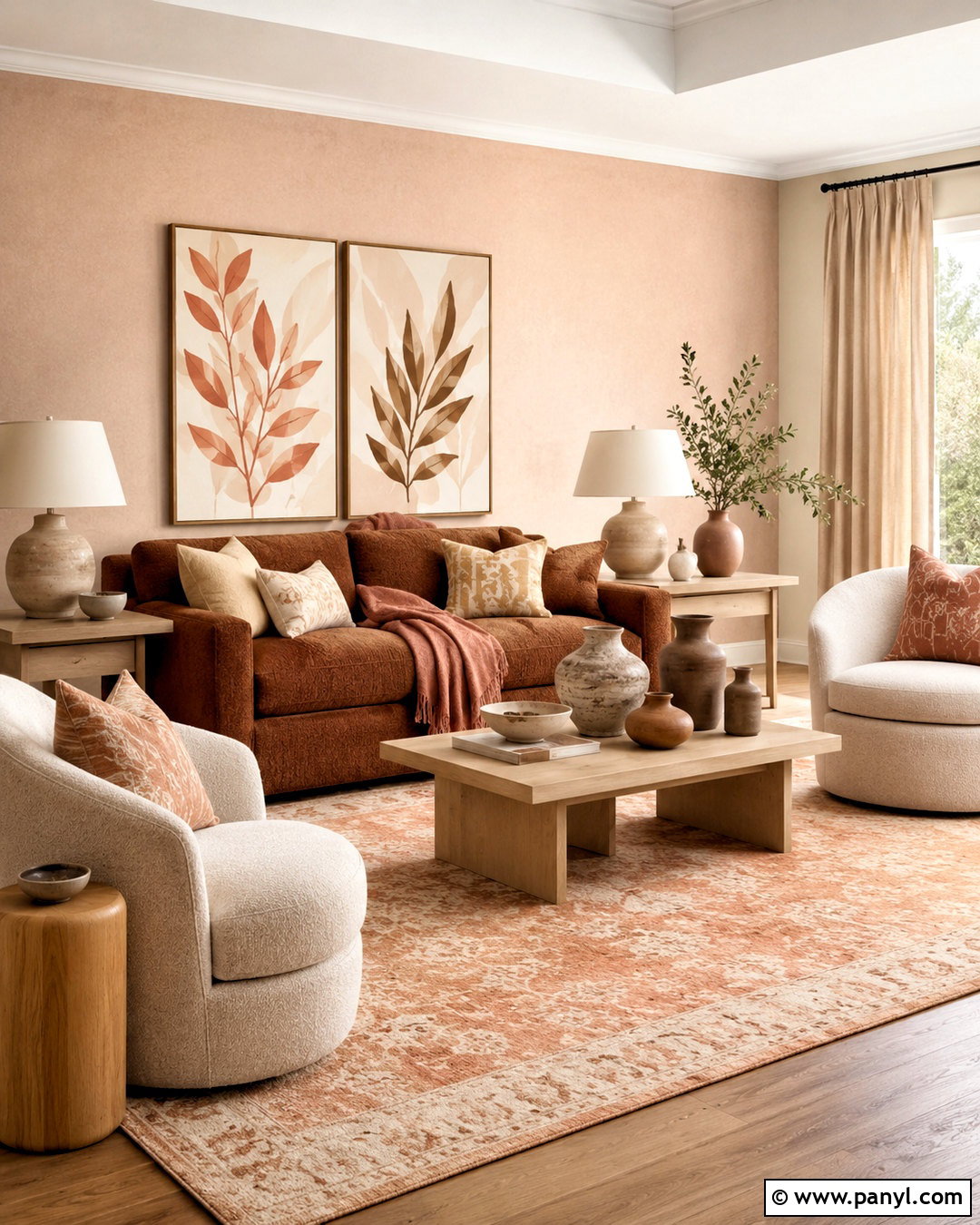 Peach And Soft Brown Living Room - 20 cozy living room warm colors