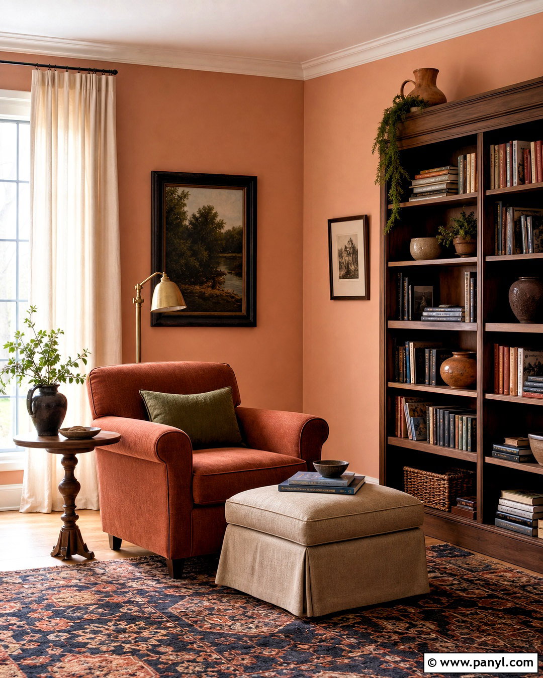 Peach And Terracotta Reading Room - 20 peach wall color ideas