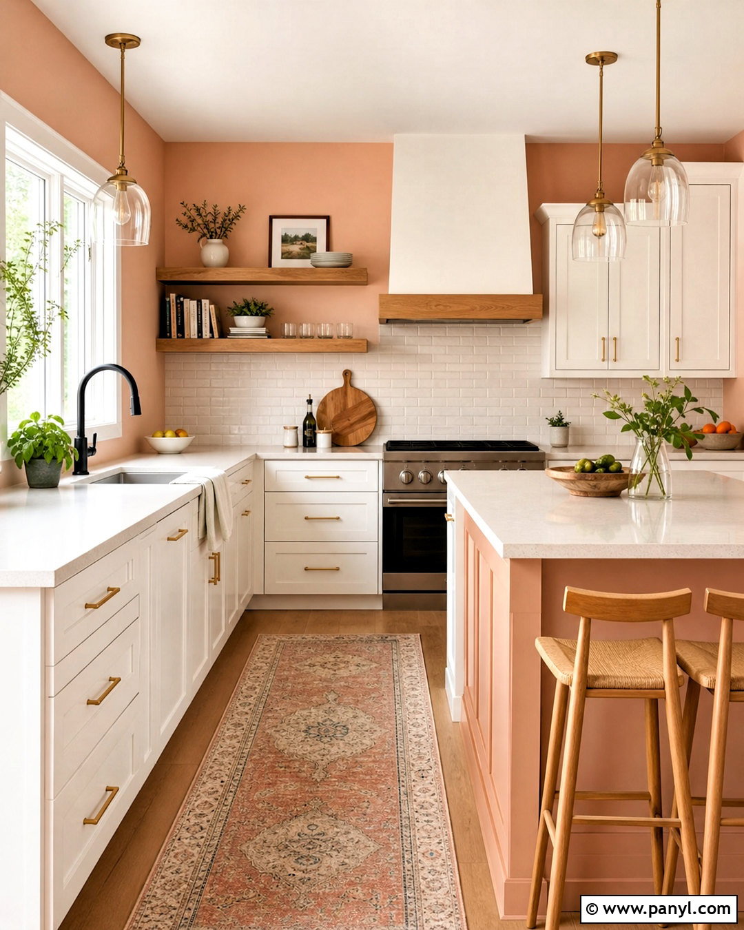 Peach And White Kitchen - 20 peach wall color ideas