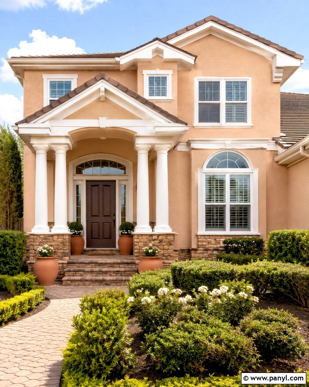 Peach And White Outer Wall - 20 outer wall colour combination ideas