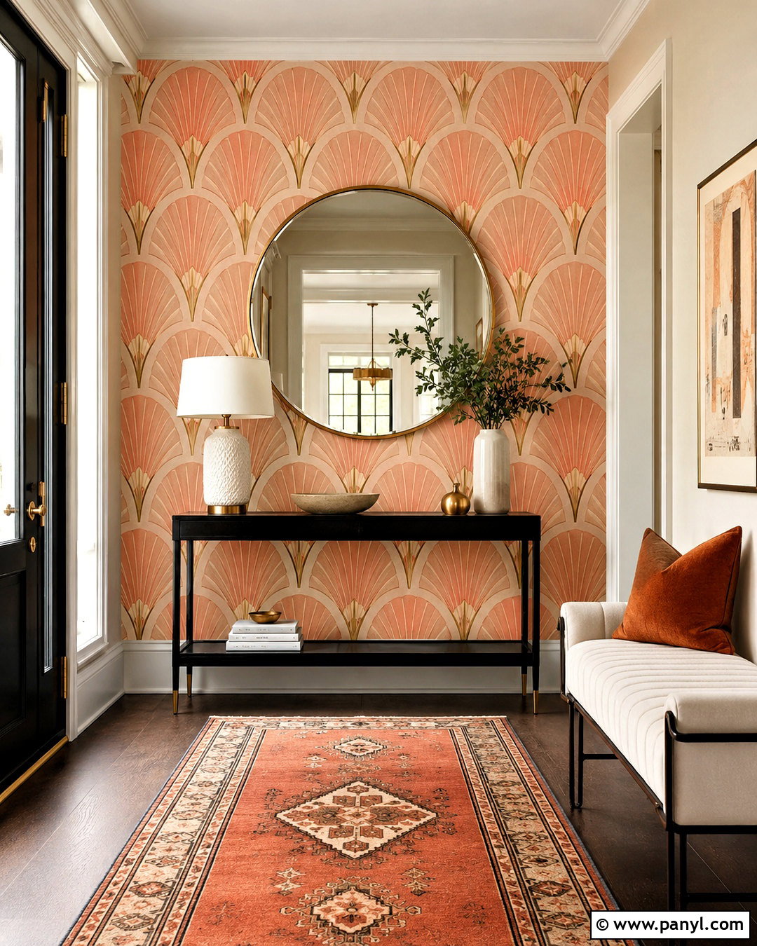 Peach Art Deco Wallpaper Entryway - 20 peach color wallpaper ideas