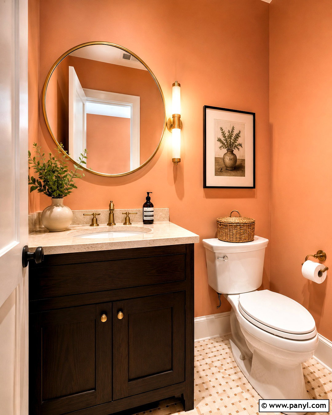 Peach Bathroom Walls In A Small Powder Room - 20 peach bathroom walls