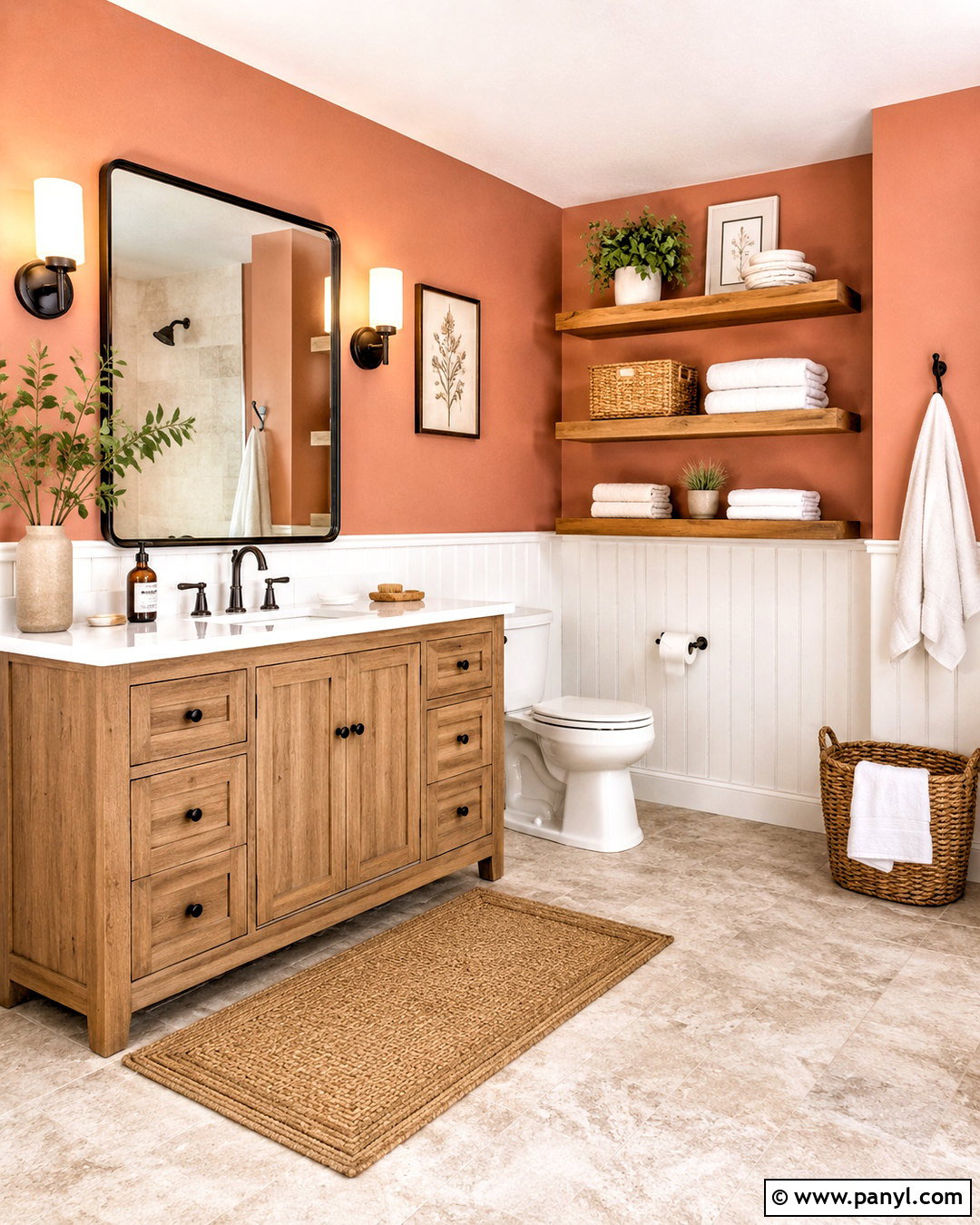 Peach Bathroom Walls With Farmhouse Decor - 20 peach bathroom walls